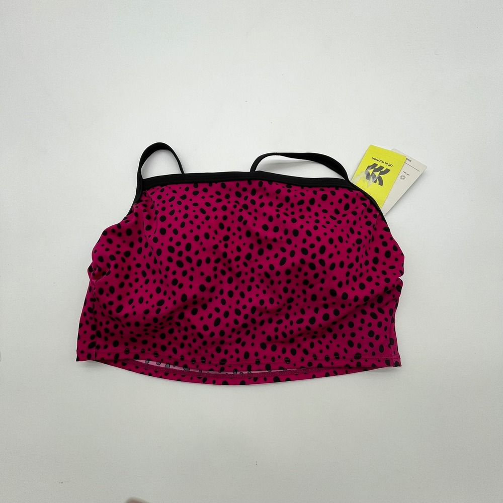All in Motion Pink Animal Dot High Neck Swim Top Small NWT 5410
